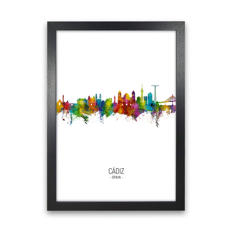 Cadiz Spain Skyline Portrait Art Print by Michael Tompsett Black Grain