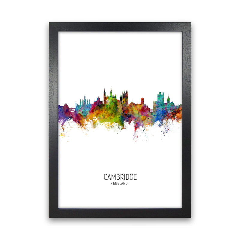 Cambridge England Skyline Portrait Art Print by Michael Tompsett Black Grain