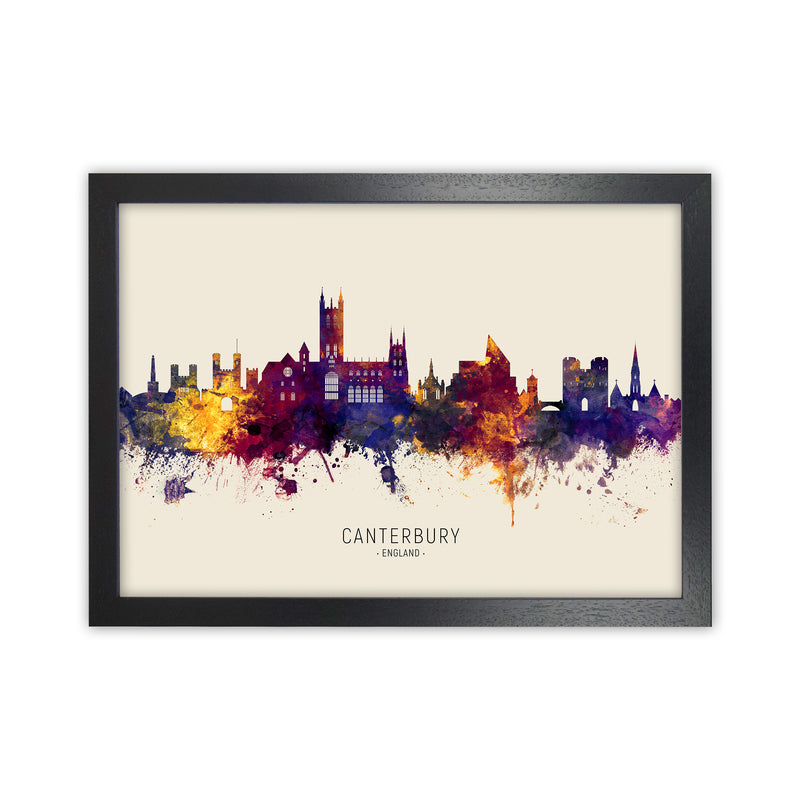 Canterbury England Skyline Autumn City Name Art Print by Michael Tompsett Black Grain