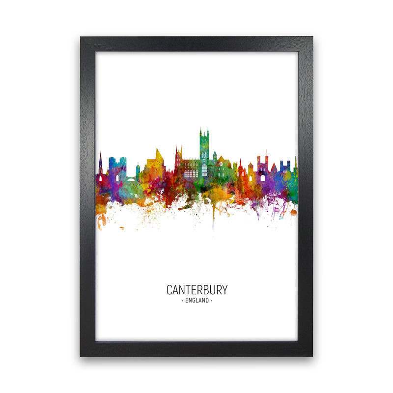 Canterbury England Skyline Portrait Art Print by Michael Tompsett Black Grain