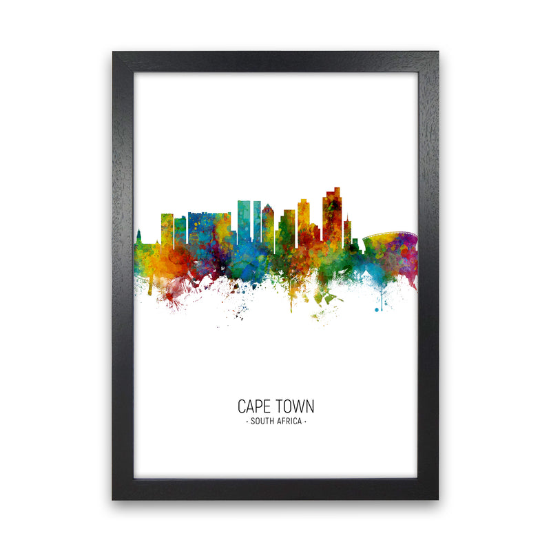 Cape Town South Africa Skyline Portrait Art Print by Michael Tompsett Black Grain