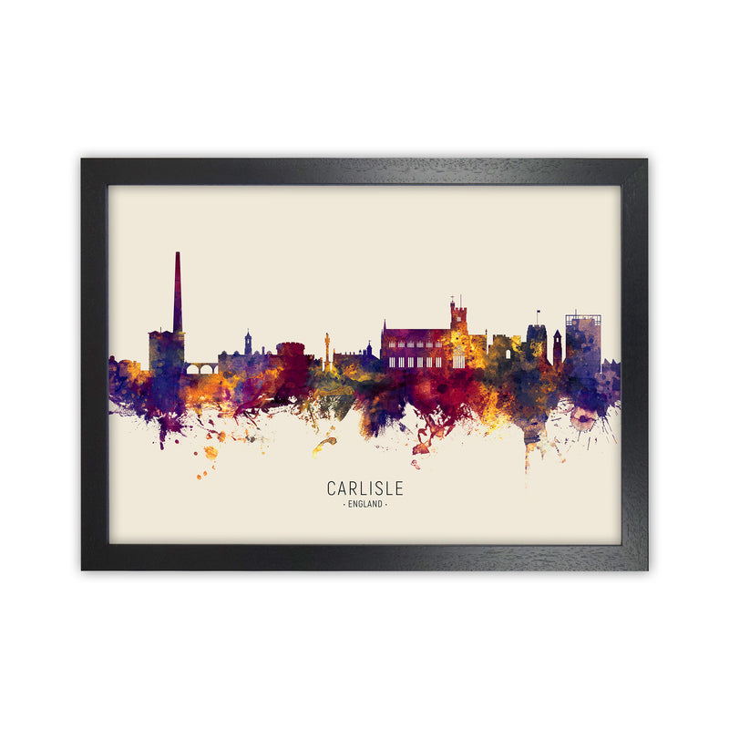 Carlisle England Skyline Autumn City Name Art Print by Michael Tompsett Black Grain