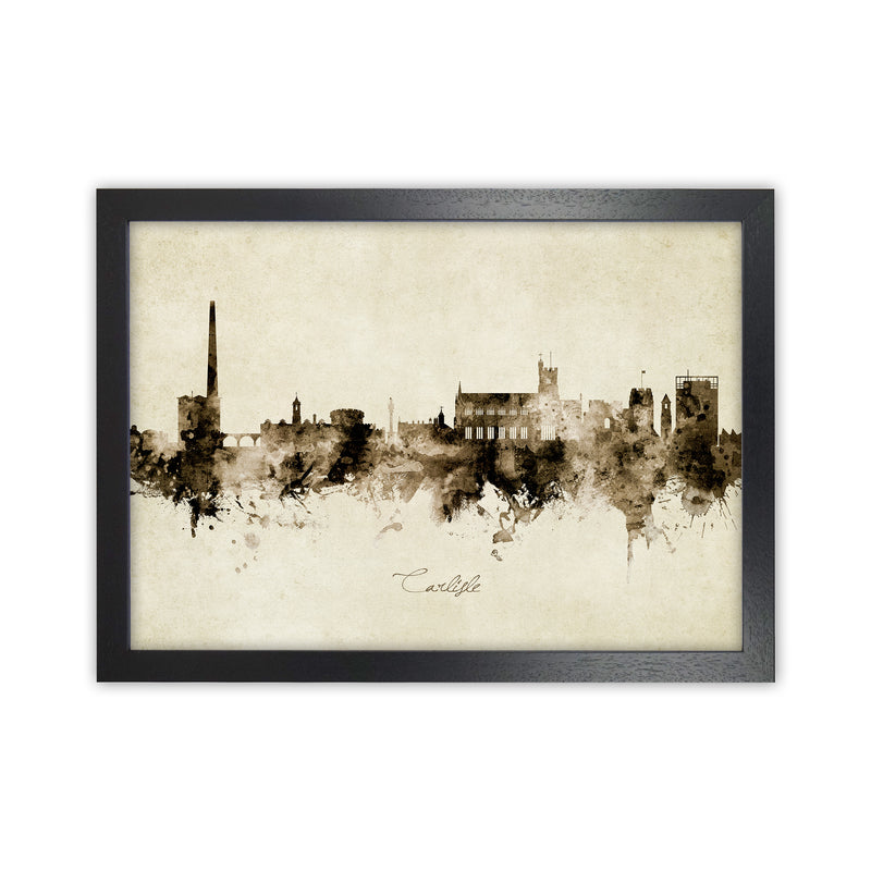 Carlisle England Skyline Vintage Art Print by Michael Tompsett Black Grain