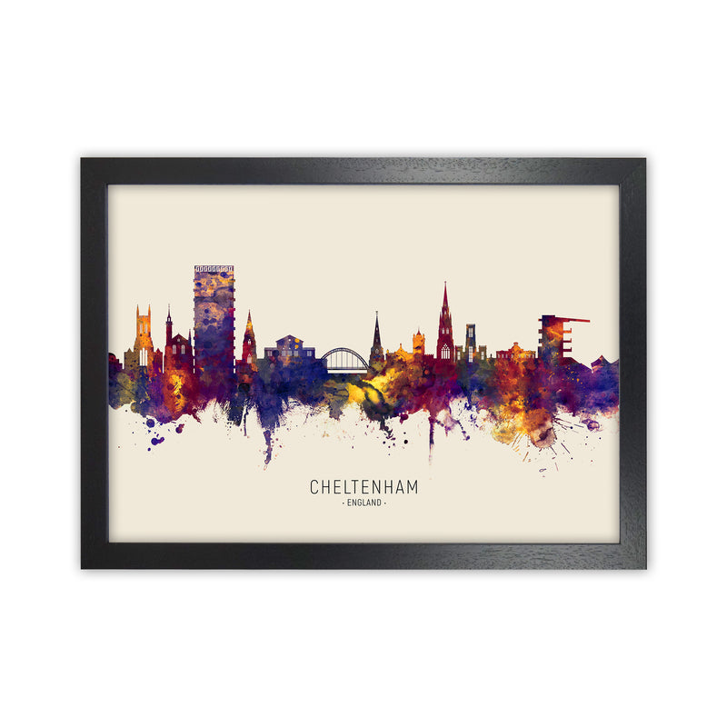 Cheltenham England Skyline Autumn City Name Art Print by Michael Tompsett Black Grain