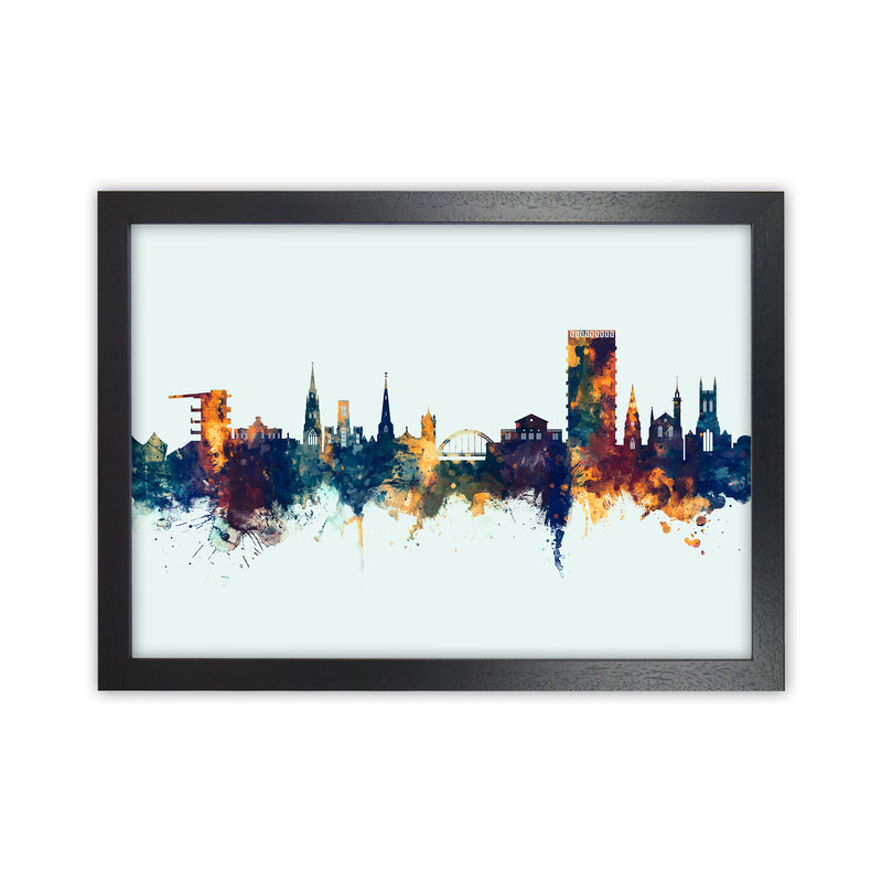 Cheltenham England Skyline Blue Orange Art Print by Michael Tompsett Black Grain