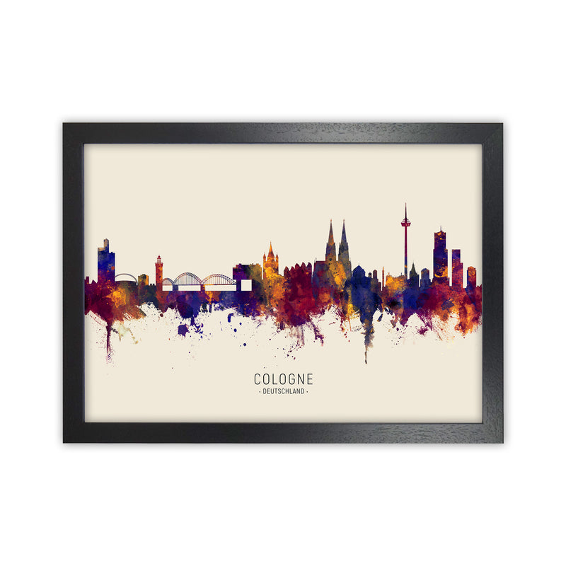 Cologne Deutschland Skyline Autumn City Name Art Print by Michael Tompsett Black Grain