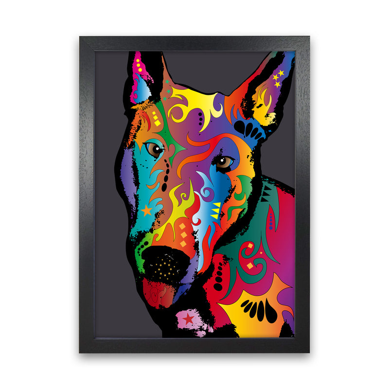 English Bull Terrier Dog Art Print by Michael Tompsett Black Grain
