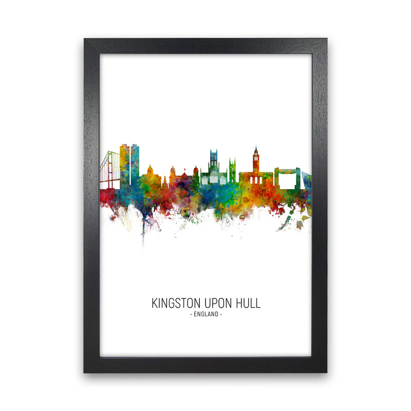 Kingston Upon Hull England Skyline Portrait Art Print by Michael Tompsett Black Grain