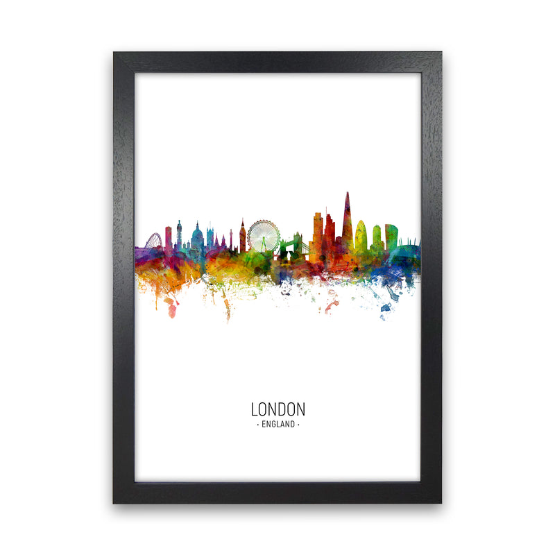 London England Skyline Portrait Art Print by Michael Tompsett Black Grain