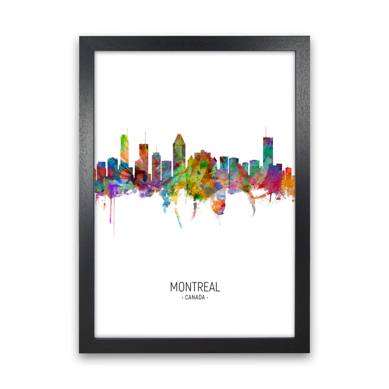 Montreal Canada Skyline Portrait Art Print by Michael Tompsett Black Grain