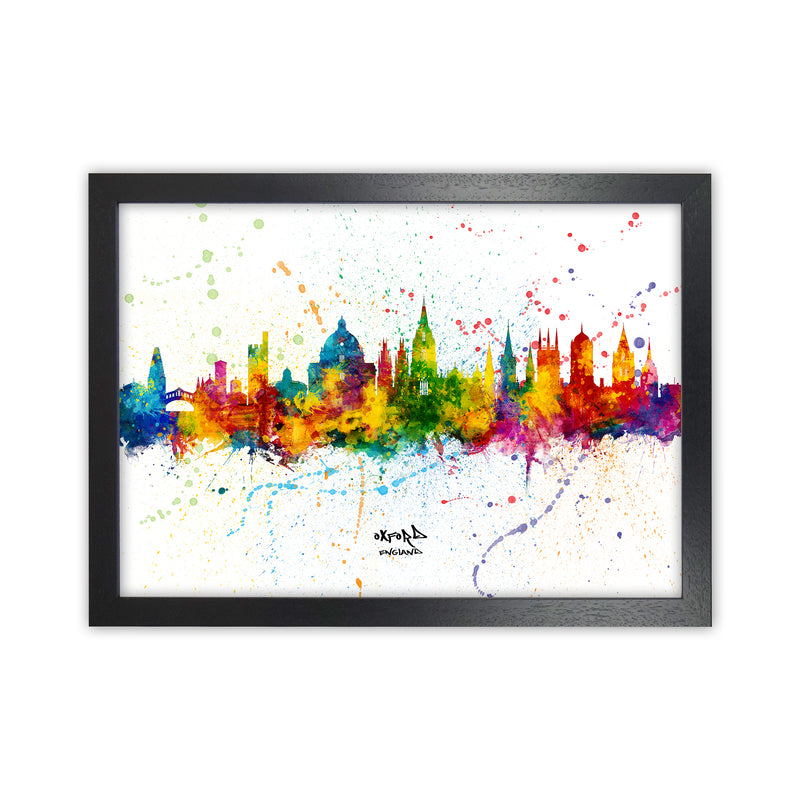 Oxford England Skyline Splash Art Print by Michael Tompsett Black Grain