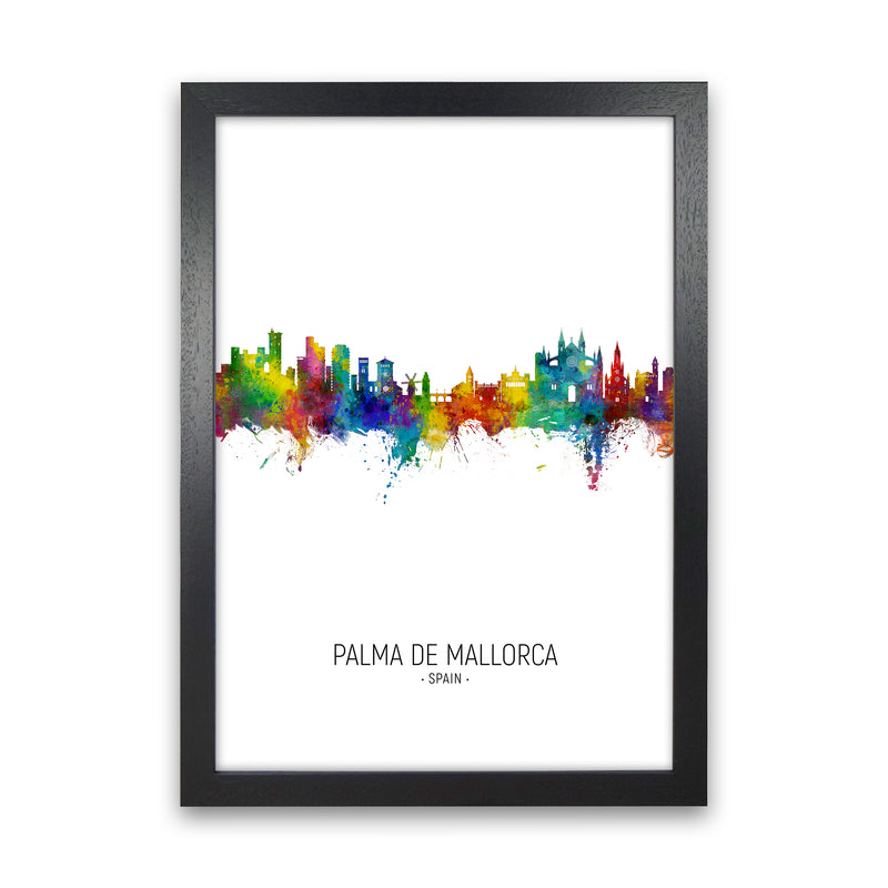 Palma De Mallorca Spain Skyline Portrait Art Print by Michael Tompsett Black Grain