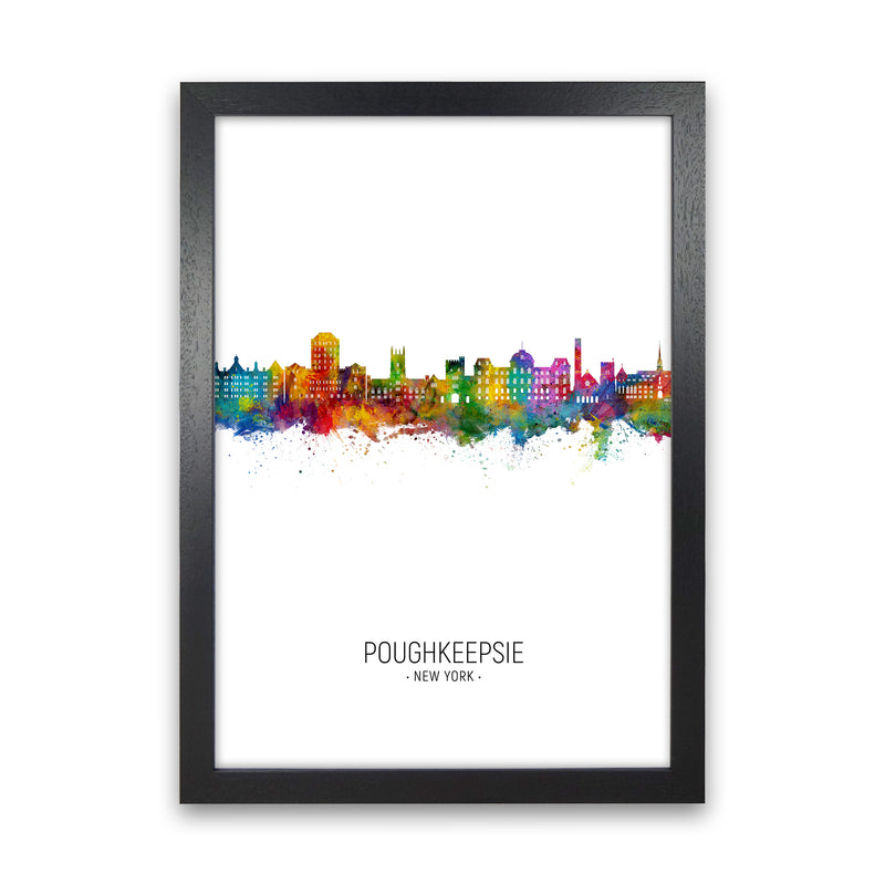 Poughkeepsie New York Skyline Portrait Art Print by Michael Tompsett Black Grain