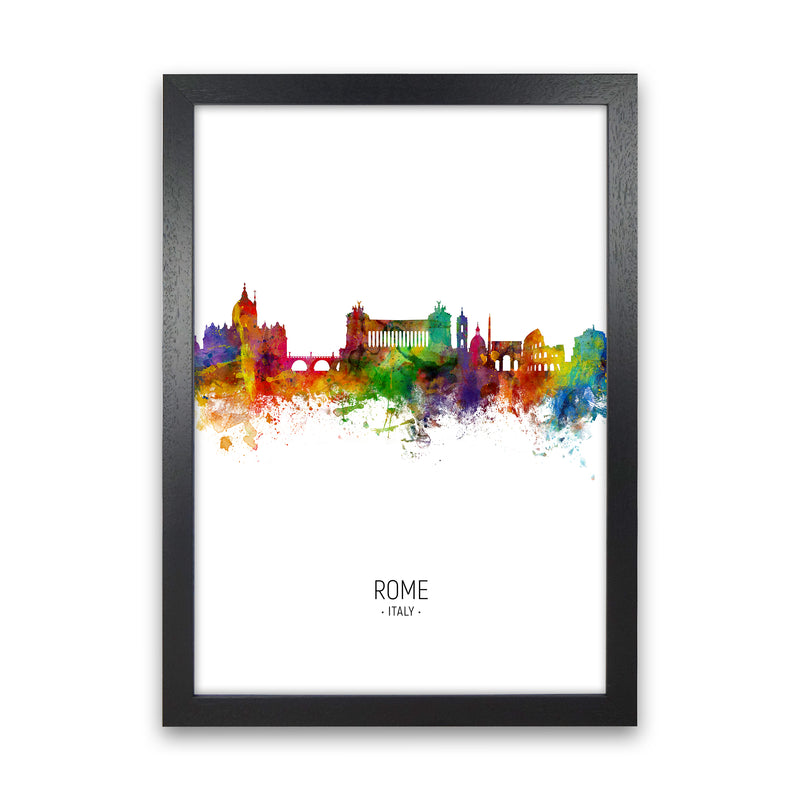 Rome Italy Skyline Portrait Art Print by Michael Tompsett Black Grain