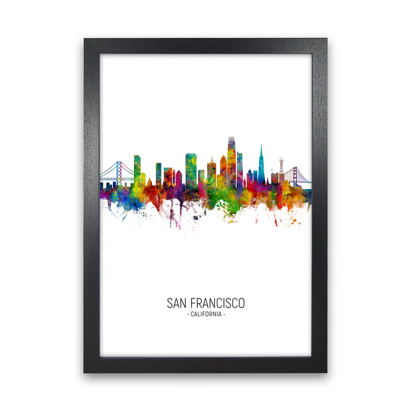 San Francisco California Skyline Portrait Art Print by Michael Tompsett Black Grain