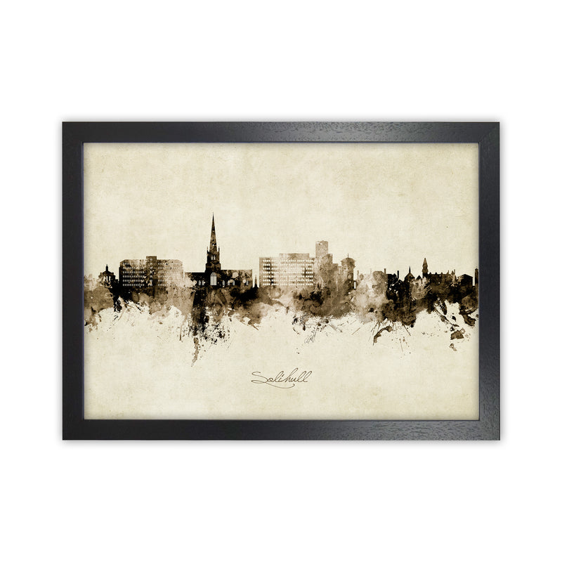 Solihull England Skyline Vintage Art Print by Michael Tompsett Black Grain