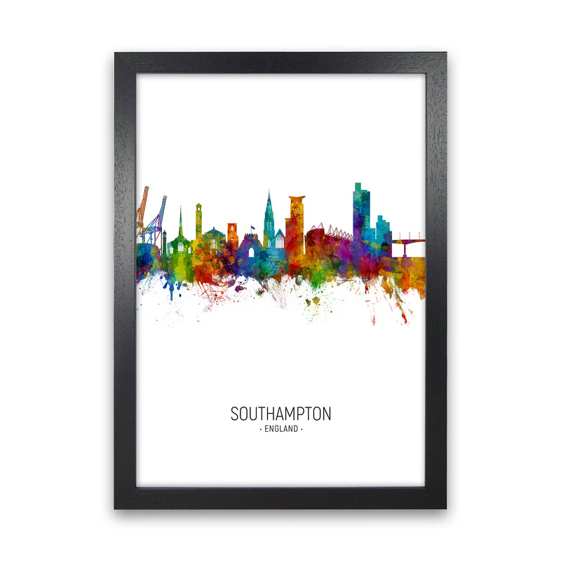 Southampton England Skyline Portrait Art Print by Michael Tompsett Black Grain