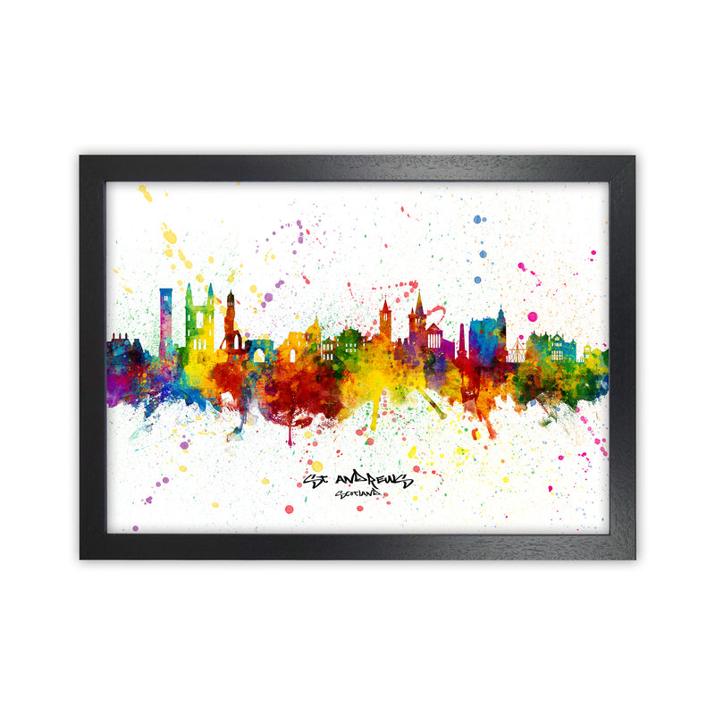 St Andrews Scotland Skyline Splash Art Print by Michael Tompsett Black Grain