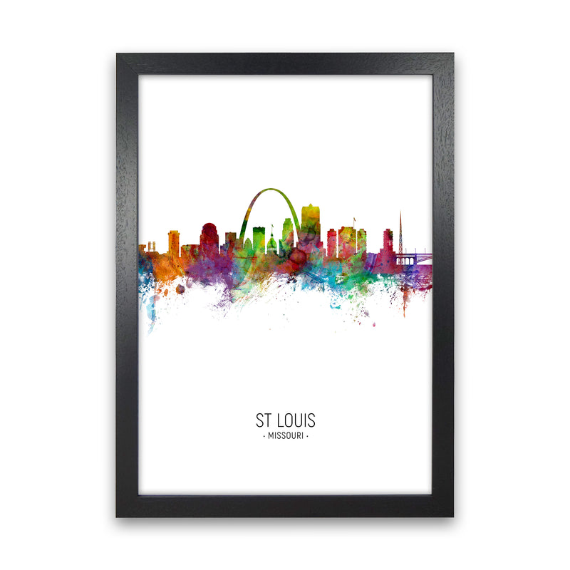 St Louis Missouri Skyline Portrait Art Print by Michael Tompsett Black Grain