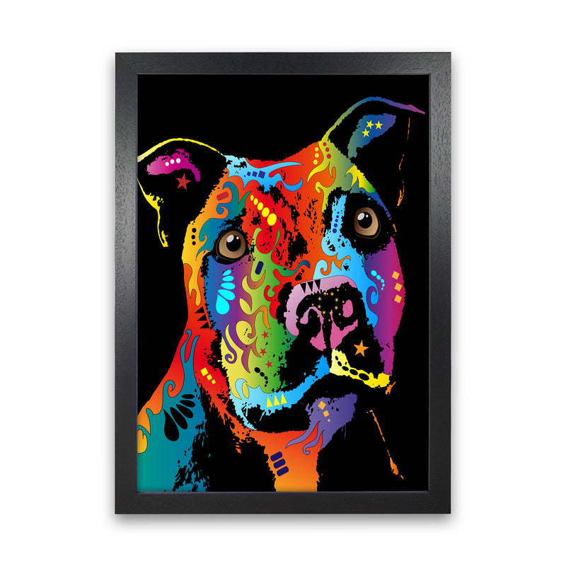 Staffordshire Bull Terrier Dog Art Print by Michael Tompsett Black Grain