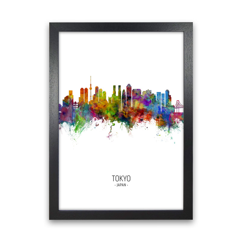 Tokyo Japan Skyline Portrait Art Print by Michael Tompsett Black Grain