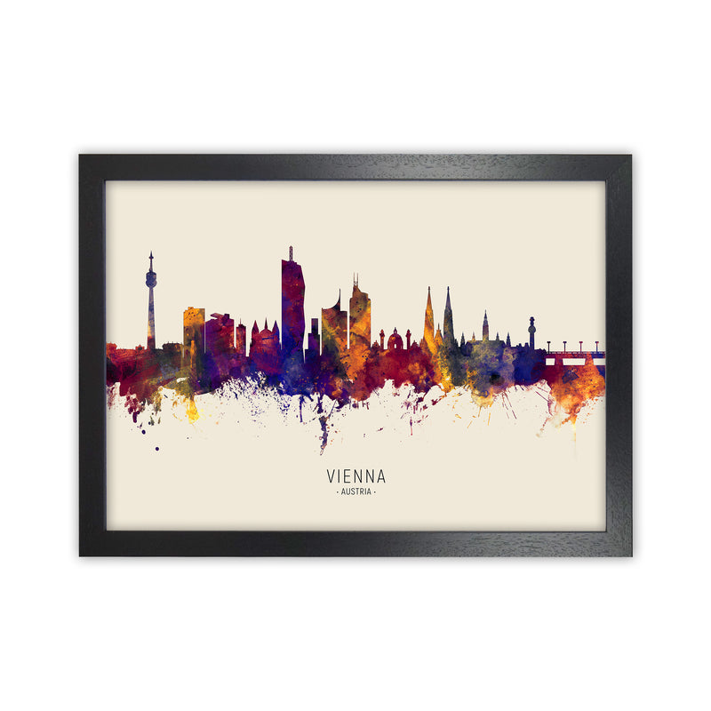 Vienna Austria Skyline Autumn City Name Art Print by Michael Tompsett Black Grain