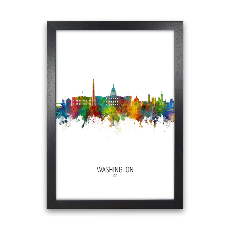 Washington Dc Skyline Portrait Art Print by Michael Tompsett Black Grain