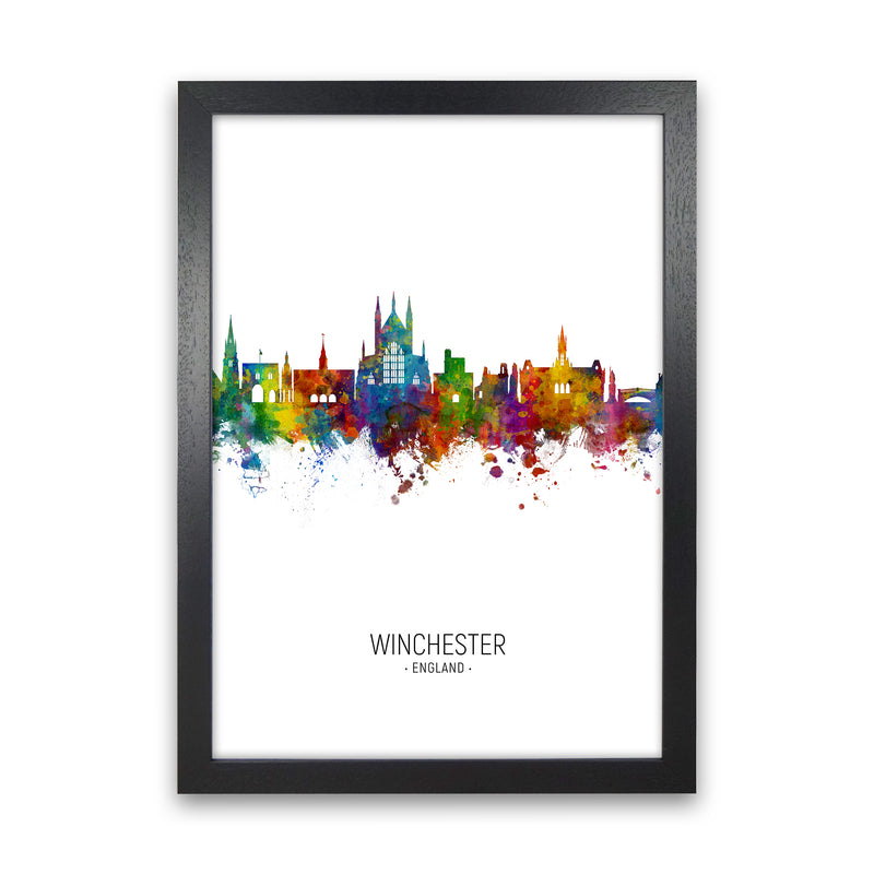 Winchester England Skyline Portrait Art Print by Michael Tompsett Black Grain