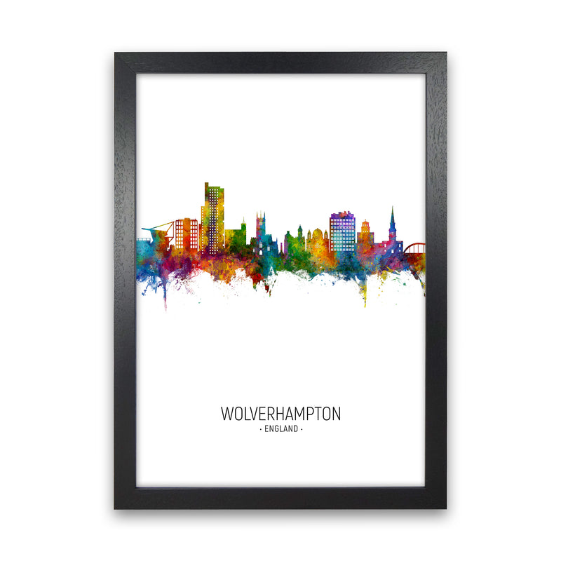 Wolverhampton England Skyline Portrait Art Print by Michael Tompsett Black Grain