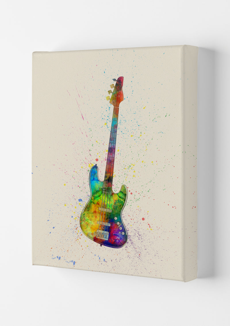Electric Bass Guitar Watercolour Multi-Colour  by Michael Tompsett Canvas