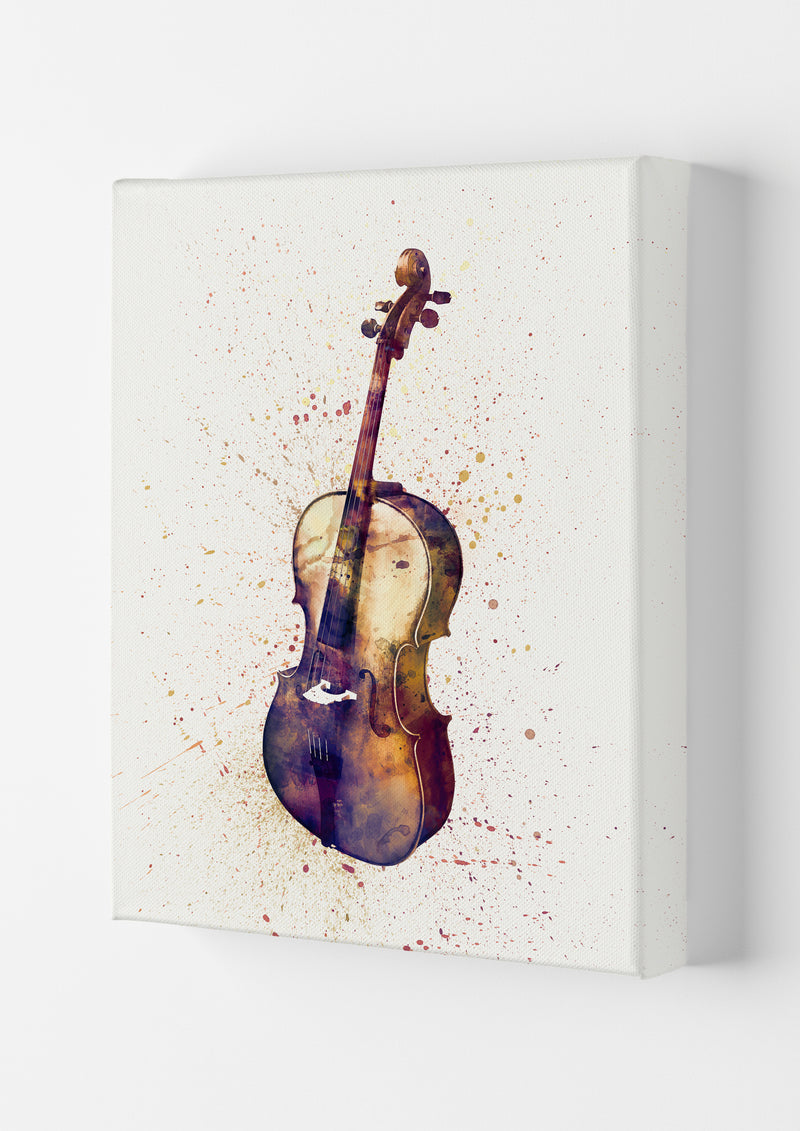 Cello Watercolour Music Art Print by Michael Tompsett Canvas