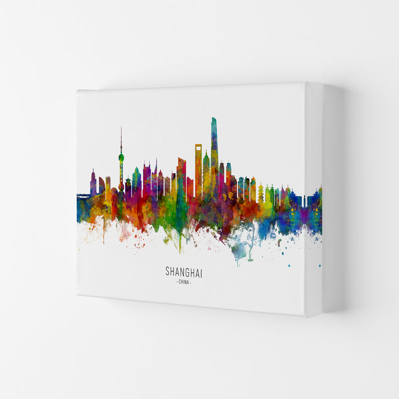 Shanghai China Skyline Art Print by Michael Tompsett Canvas