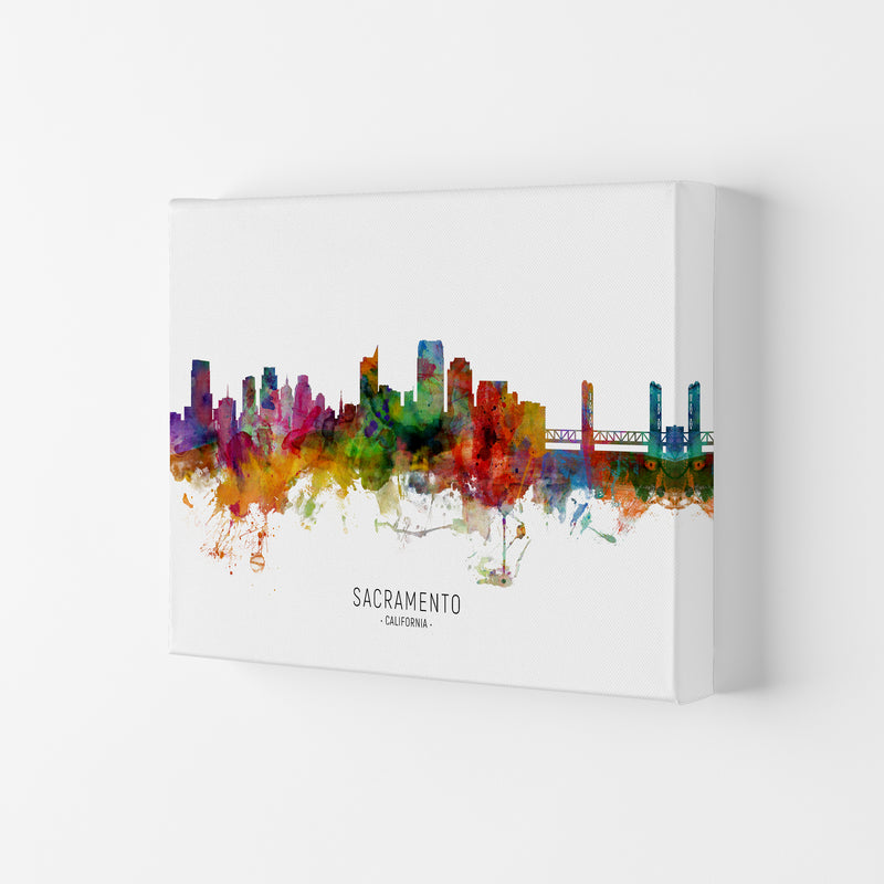 Sacramento California Skyline Art Print by Michael Tompsett Canvas