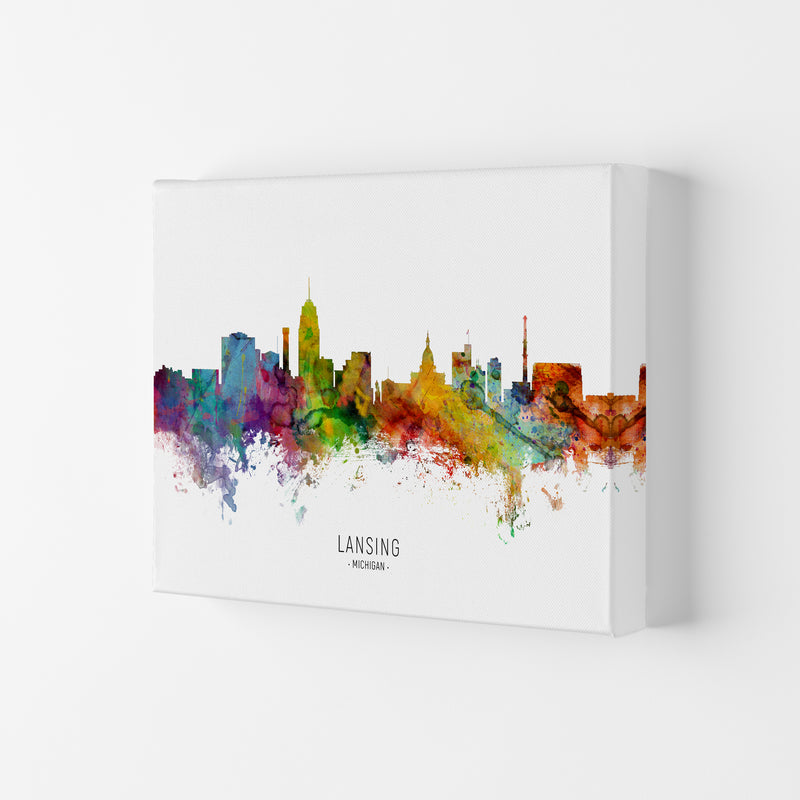 Lansing Michigan Skyline Art Print by Michael Tompsett Canvas