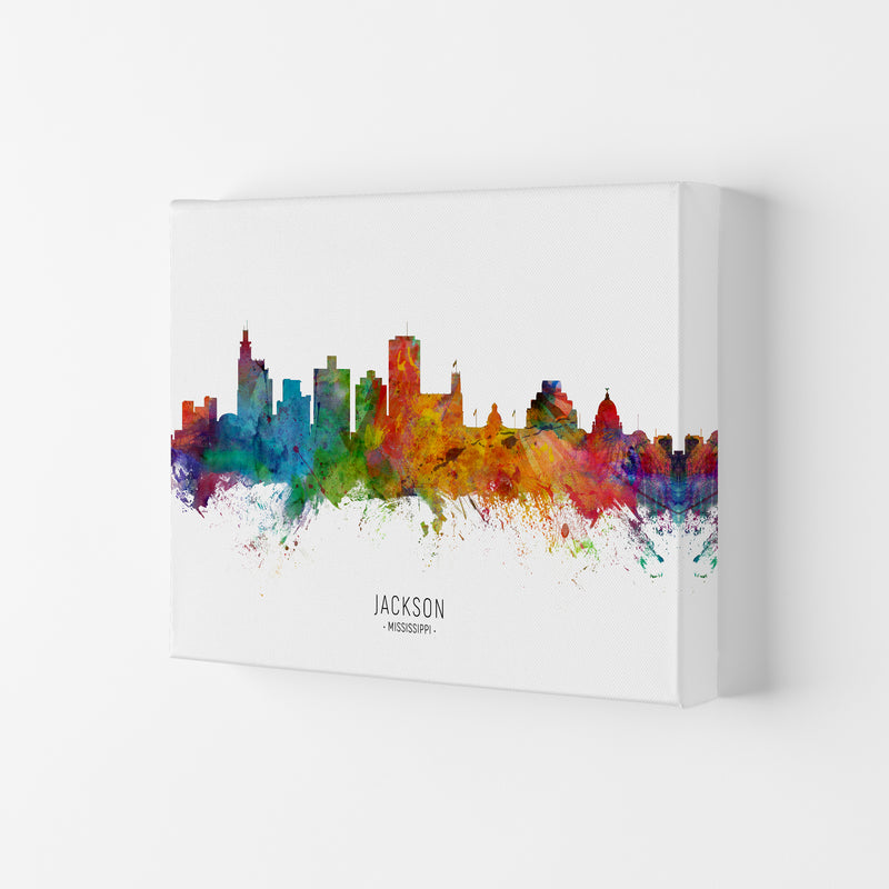 Jackson Mississippi Skyline Art Print by Michael Tompsett Canvas