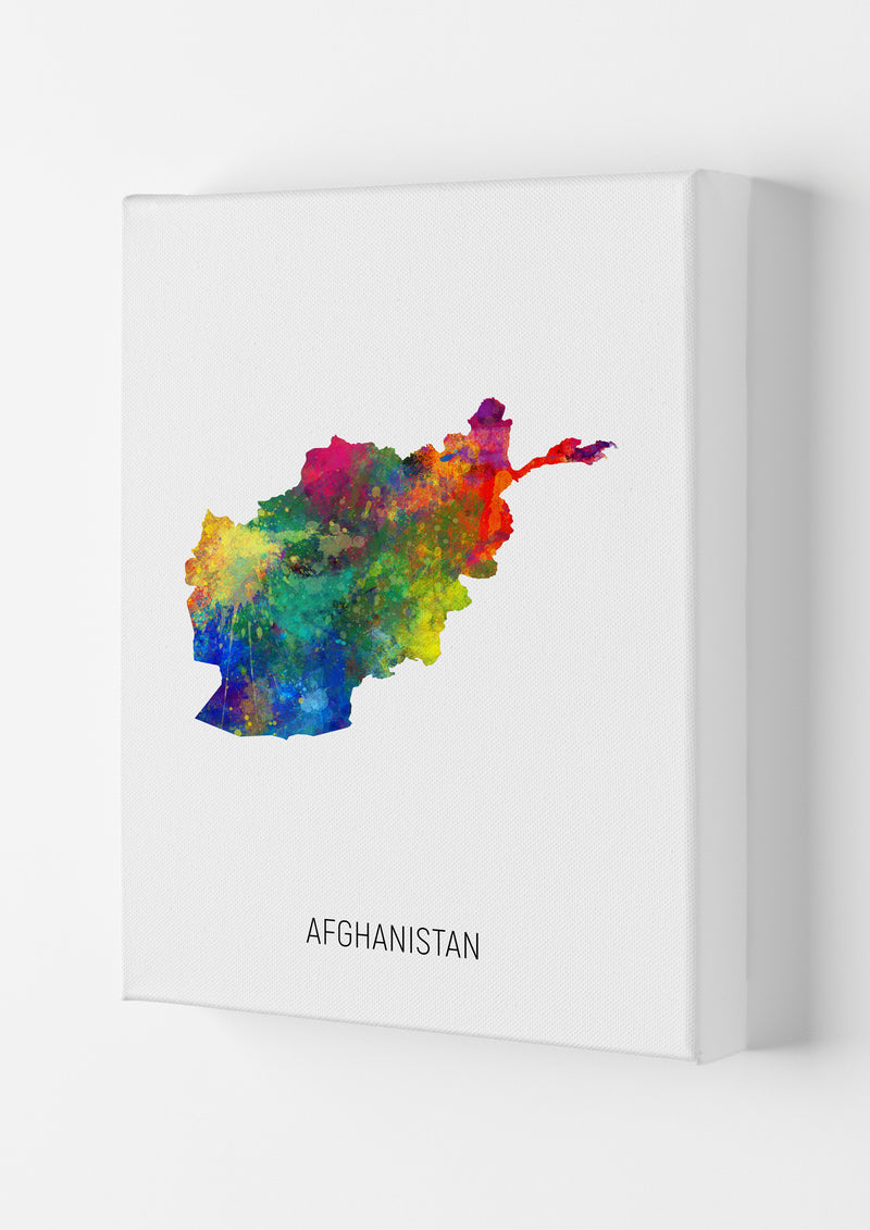 Afghanistan Watercolour Map Art Print by Michael Tompsett Canvas