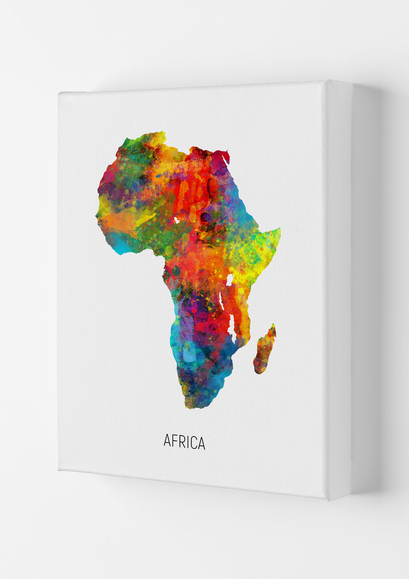 Africa Watercolour Map Art Print by Michael Tompsett Canvas