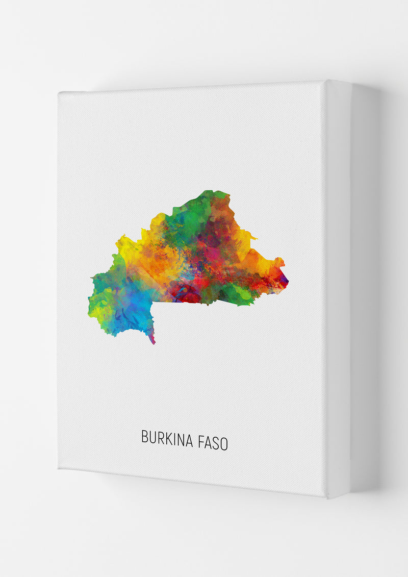 Burkina Faso Watercolour Map Art Print by Michael Tompsett Canvas