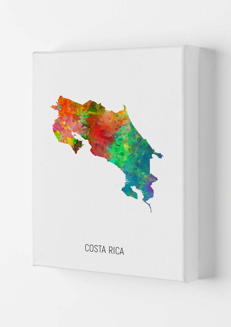 Costa Rica Watercolour Map Art Print by Michael Tompsett Canvas