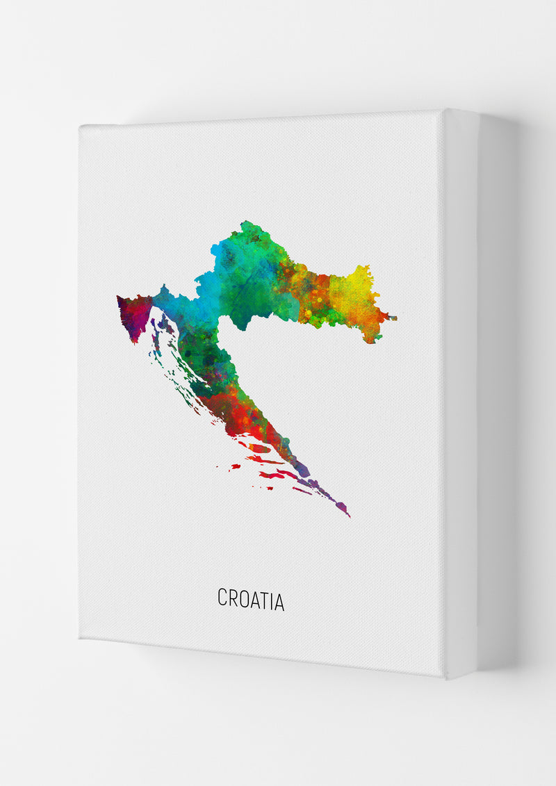 Croatia Watercolour Map Art Print by Michael Tompsett Canvas