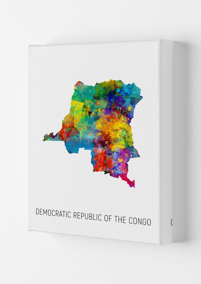 Democratic Republic Of The Congo Watercolour Map  by Michael Tompsett Canvas