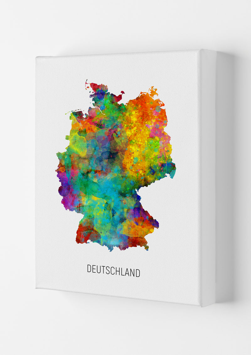 Deutschland Watercolour Map Art Print by Michael Tompsett Canvas