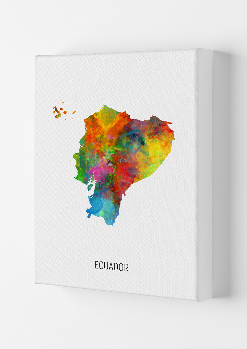 Ecuador Watercolour Map Art Print by Michael Tompsett Canvas