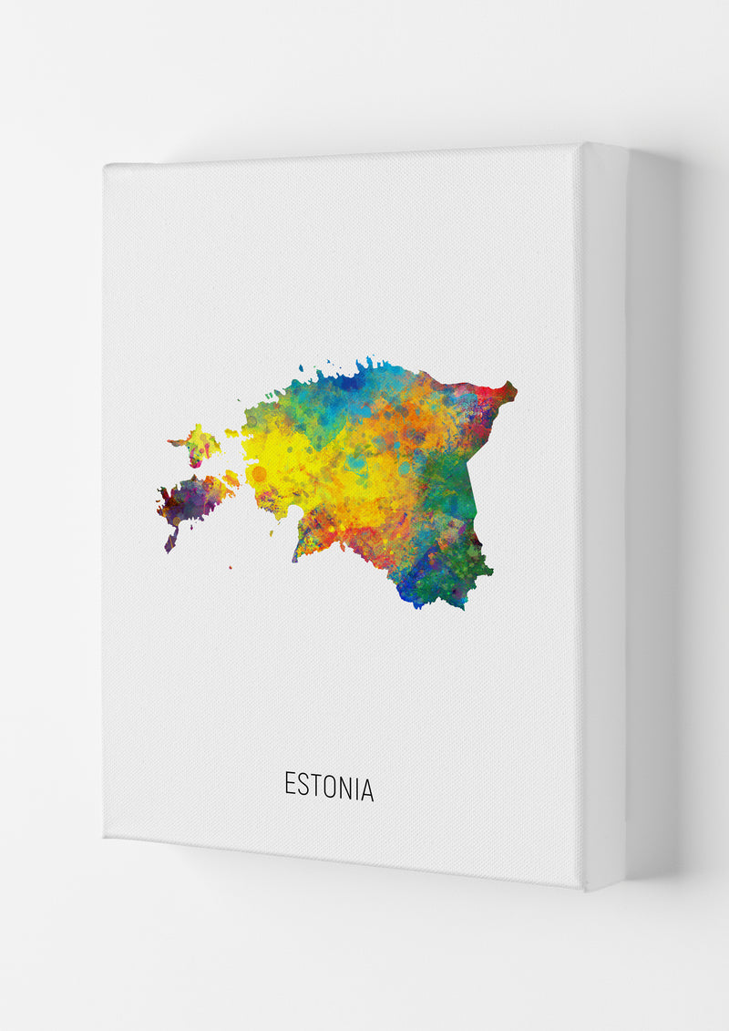 Estonia Watercolour Map Art Print by Michael Tompsett Canvas