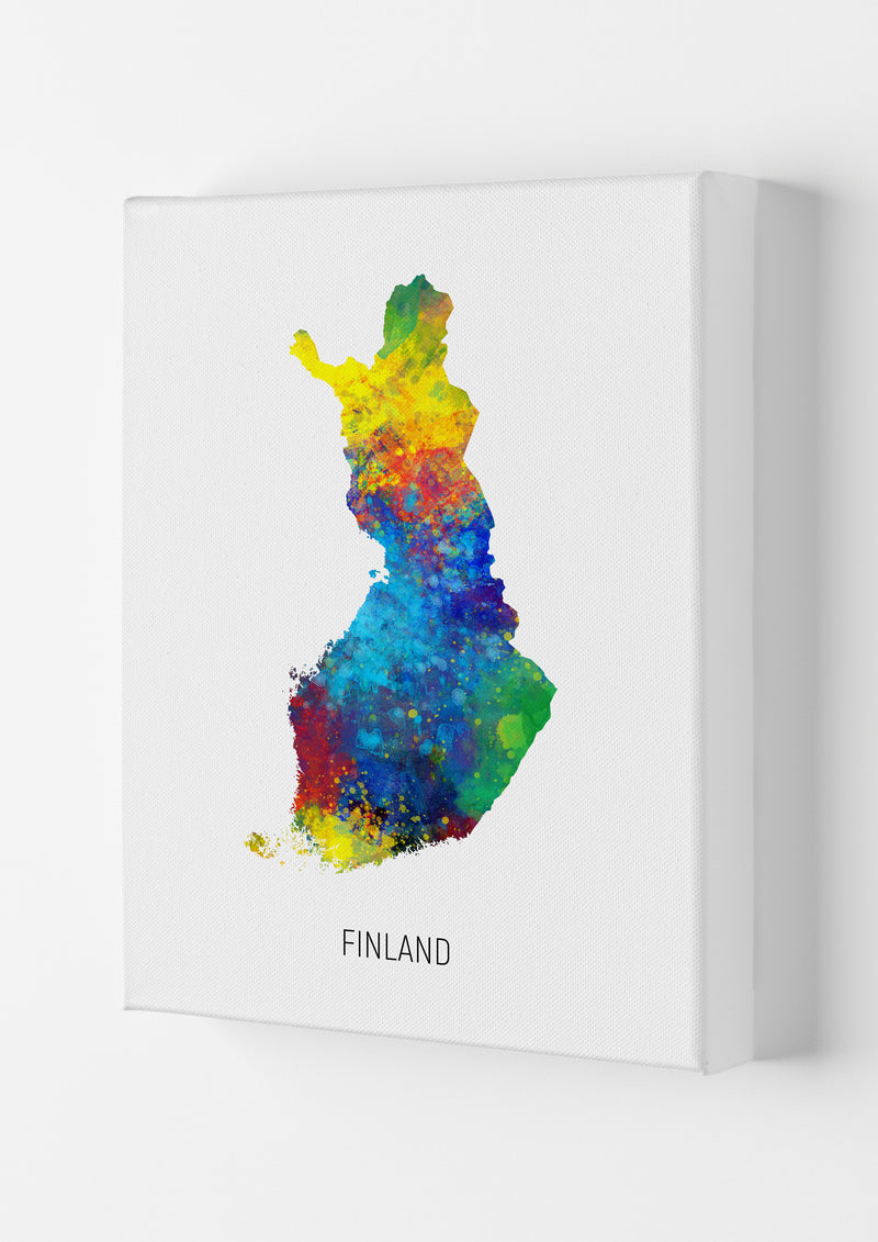 Finland Watercolour Map Art Print by Michael Tompsett Canvas