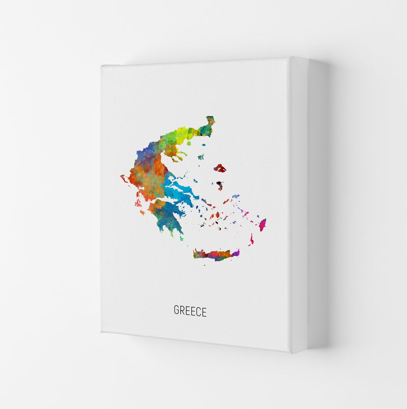 Greece Watercolour Map Art Print by Michael Tompsett Canvas