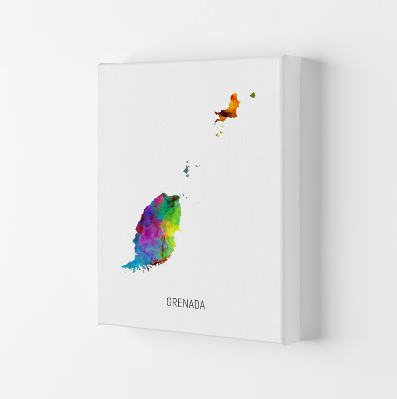 Grenada Watercolour Map Art Print by Michael Tompsett Canvas