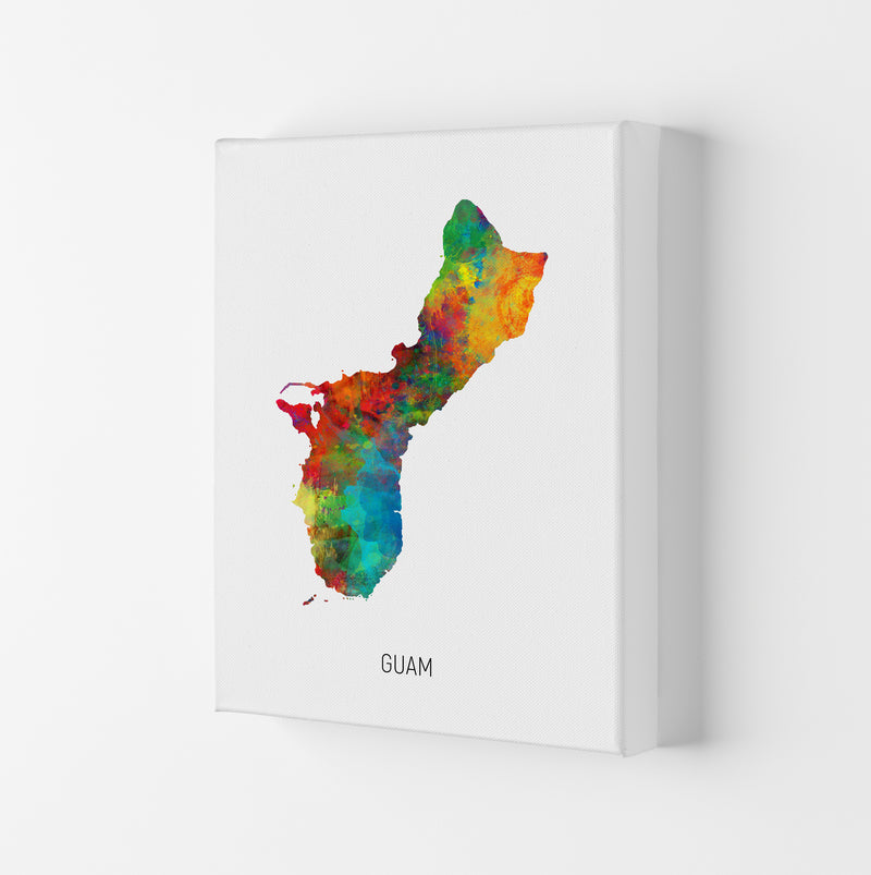 Guam Watercolour Map Art Print by Michael Tompsett Canvas