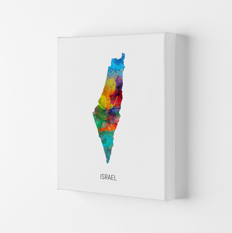 Israel Watercolour Map Art Print by Michael Tompsett Canvas