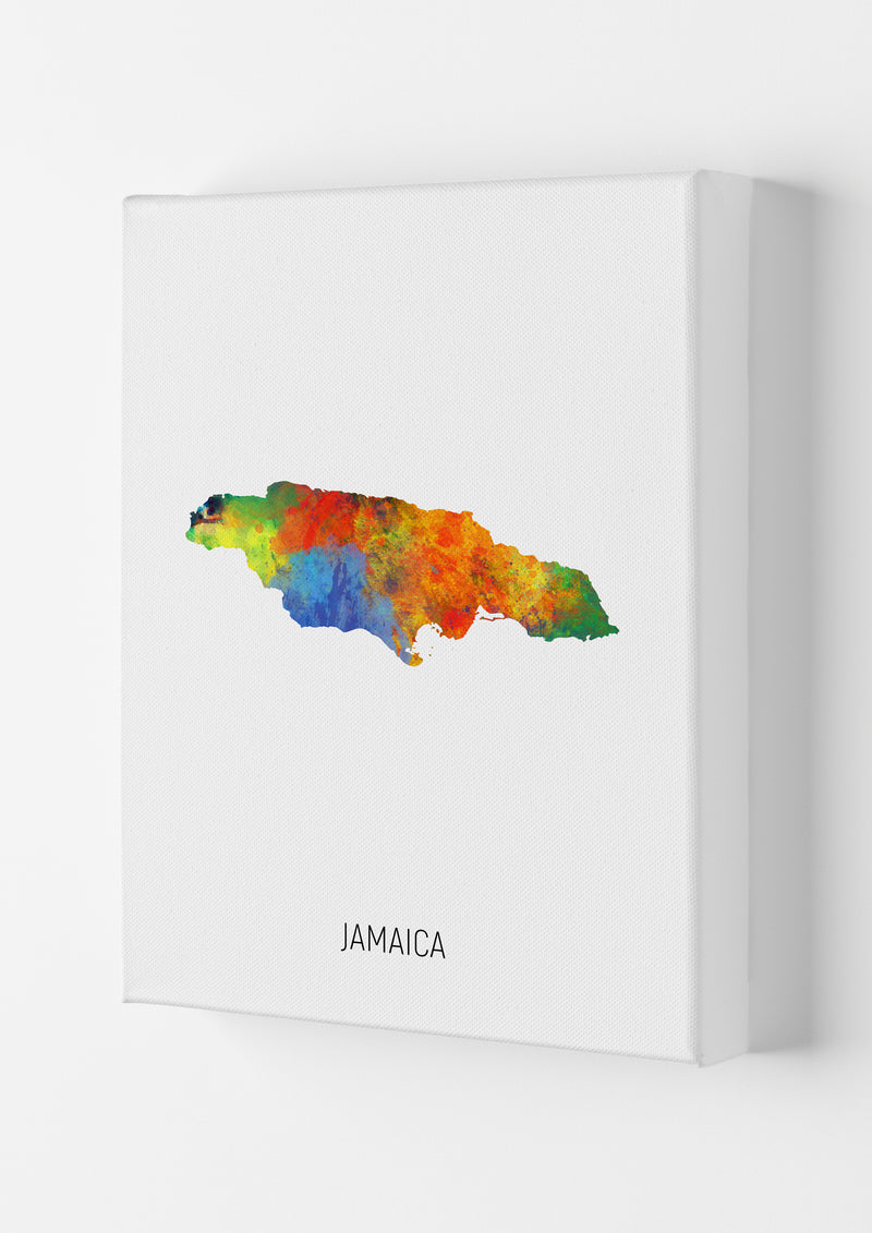 Jamaica Watercolour Map Art Print by Michael Tompsett Canvas